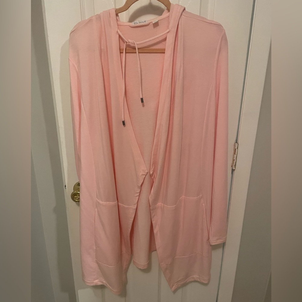 J Jill Luxe Tencel purejill pink hoodie with pockets size XL brand new